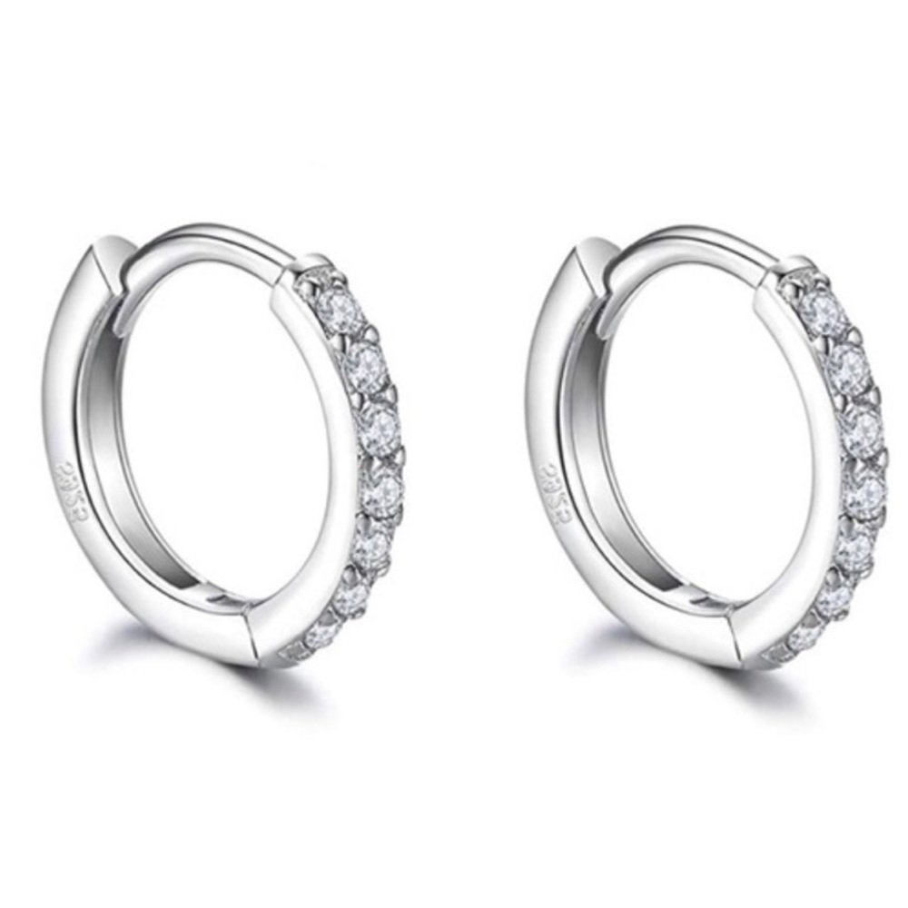 925 Sterling Silver Small Hoop Earrings 10MM - Picture 2 of 4